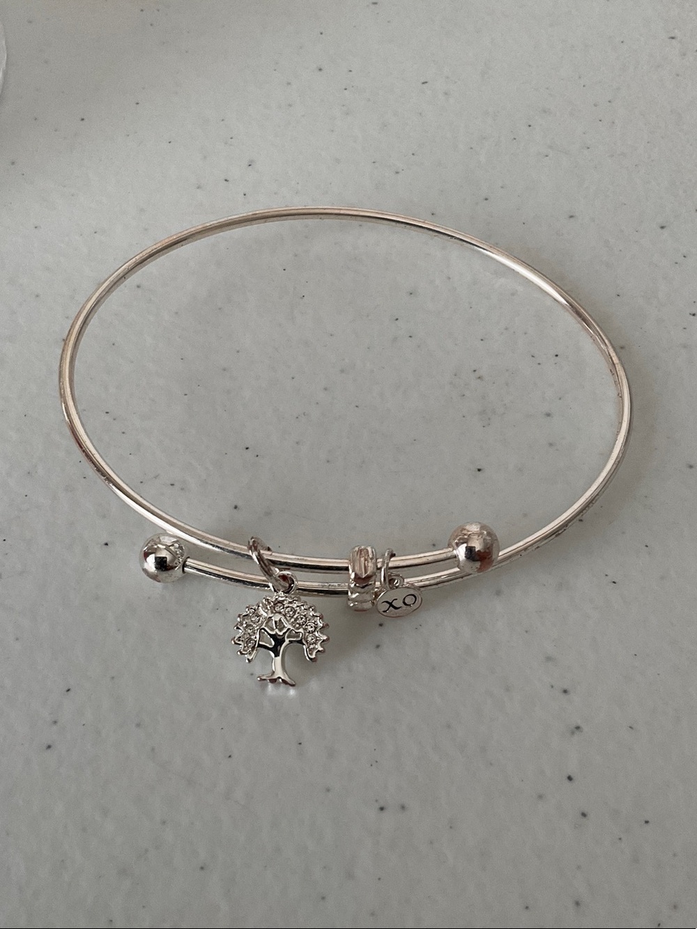 Sterling-Style Silver Tree of Life Charm Expandable Bracelet